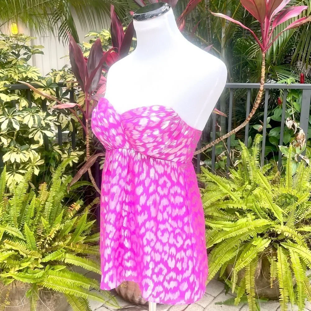 Trina Turk Pink Leopard Strapless Top - Picture 3 of 8